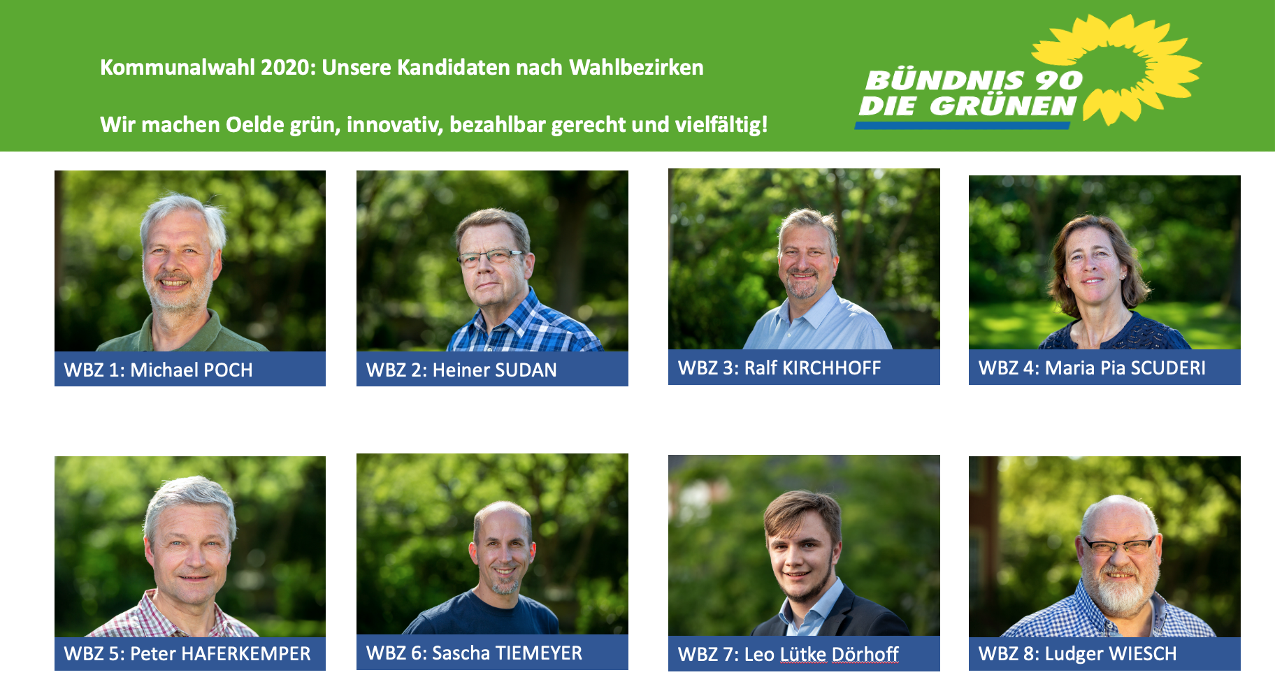 Kandidaten der Wahlbezirke 1 bis 8