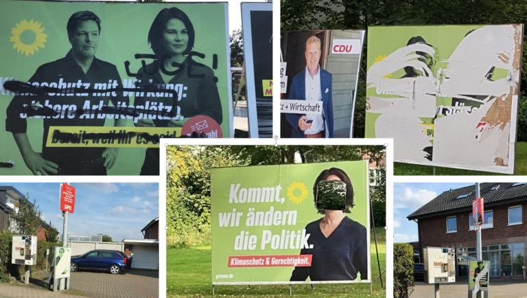 Zerstörungswut trifft Grüne Wahlplakate