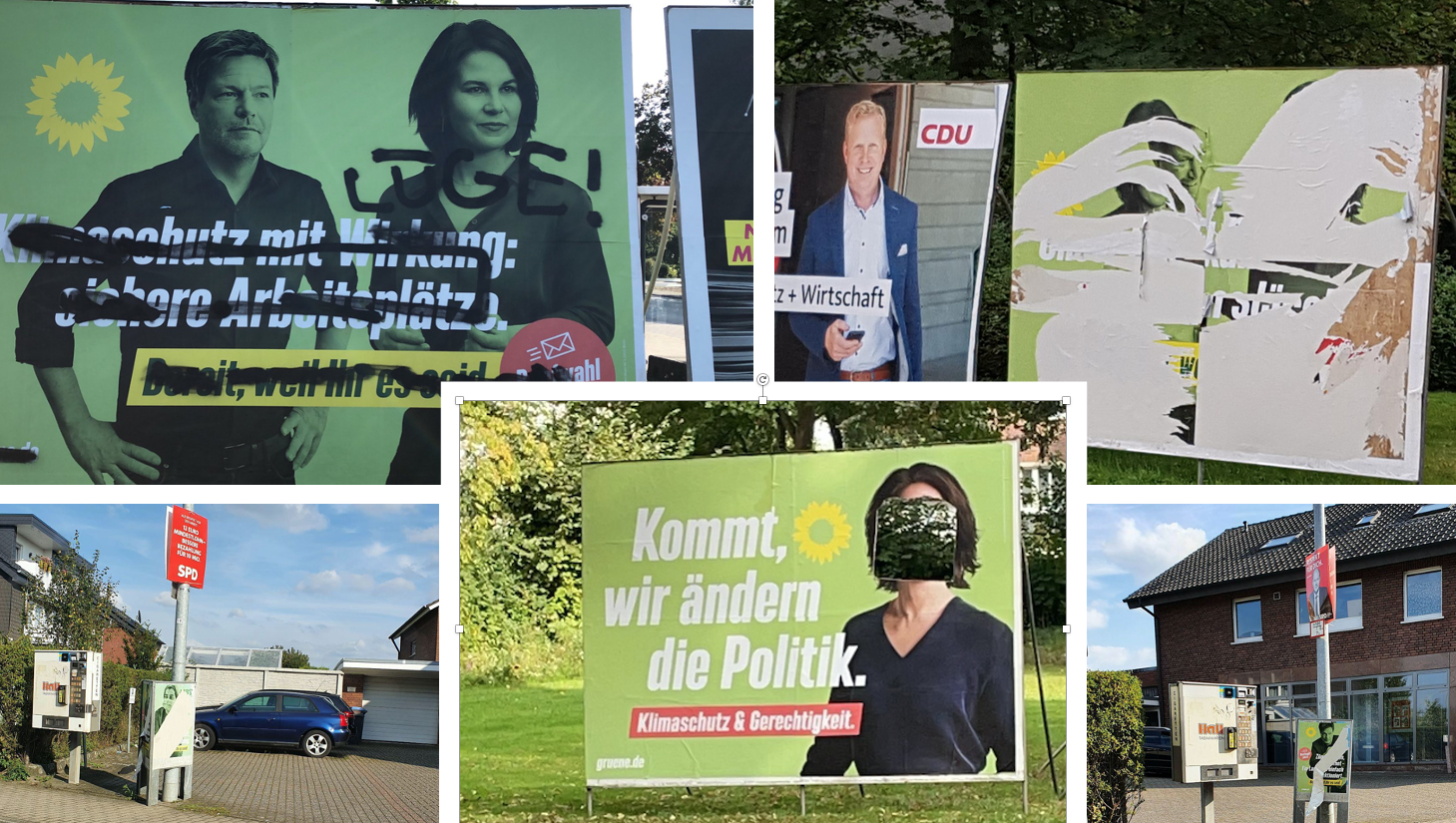 Zerstörte Wahlplakate in Oelde