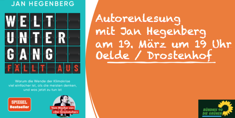 Weltuntergang fällt aus! Autorenlesung mit Jan Hegenberg am 19. März im Drostenhof